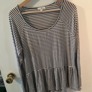 Black and white stripped peplum blouse